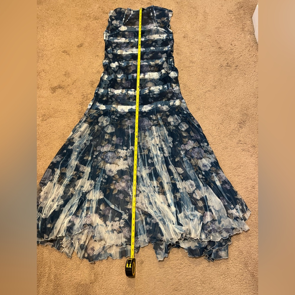 KOMAROV Charmeuse and Chiffon  Blue Floral Sleeveless Sheer Maxi Dress size XL - Picture 9 of 10